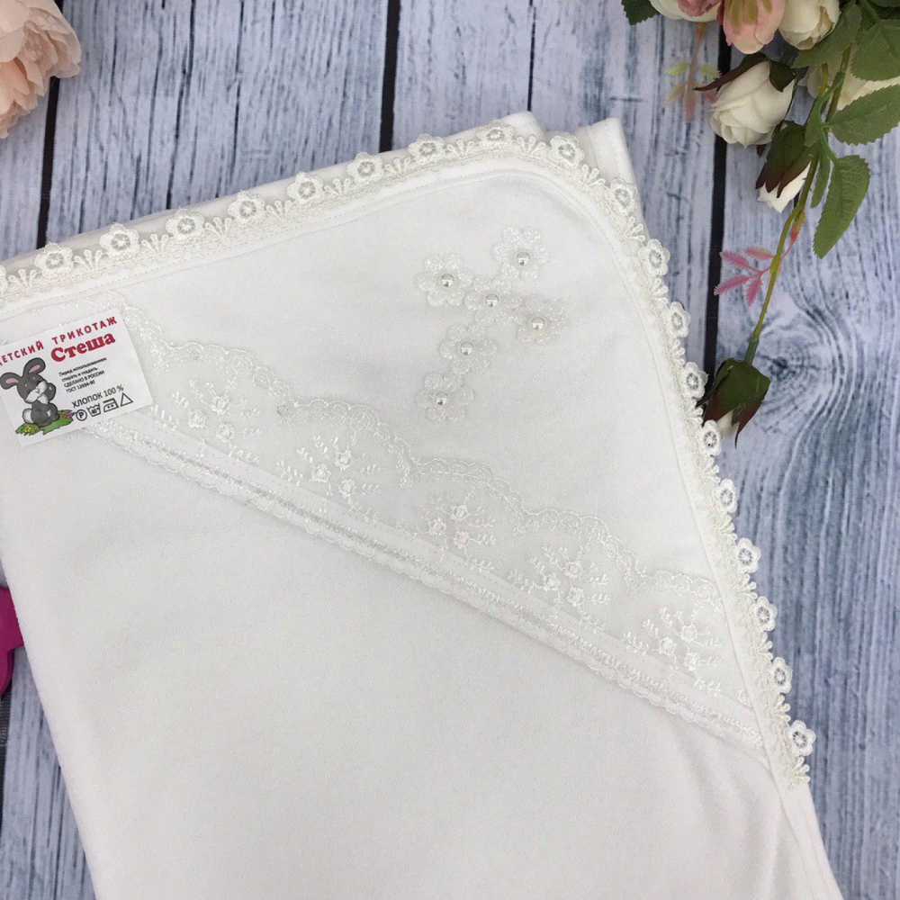 229. Крестильная пеленка, хлопок 100% Махра, молочный