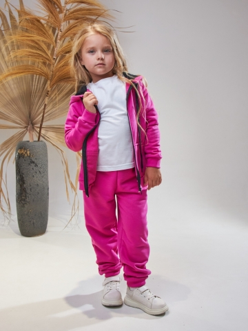 Купить оптом 328-Ф. Костюм детский на молнии, фуксия, хлопок 65%, 35% ПЭ, 3-х нитка без начеса 98,104,110,116 в Выборге