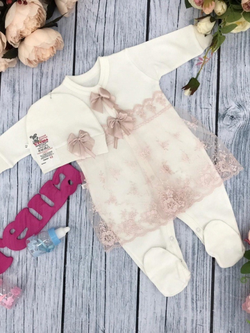 Купить оптом 258-П. Комбинезон с шапкой, хлопок 80% велюр 20% ПЭ, пудра в Выборге