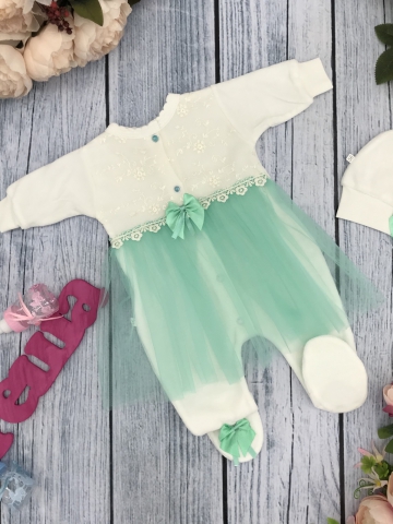 259-Б. Комбинезон с шапкой, хлопок 80% велюр 20% ПЭ бирюза