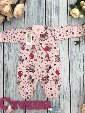 Купить оптом 295-Р. Комбинезон, хлопок 100 % кулирка 56,62,68,74,80, розовый в Выборге